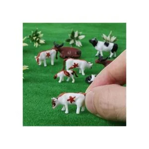 Hiawbon Mini figuras coloridas de ganado simulado a escala_5