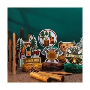 9 piezas de centro de mesa de leñador para baby shower_3