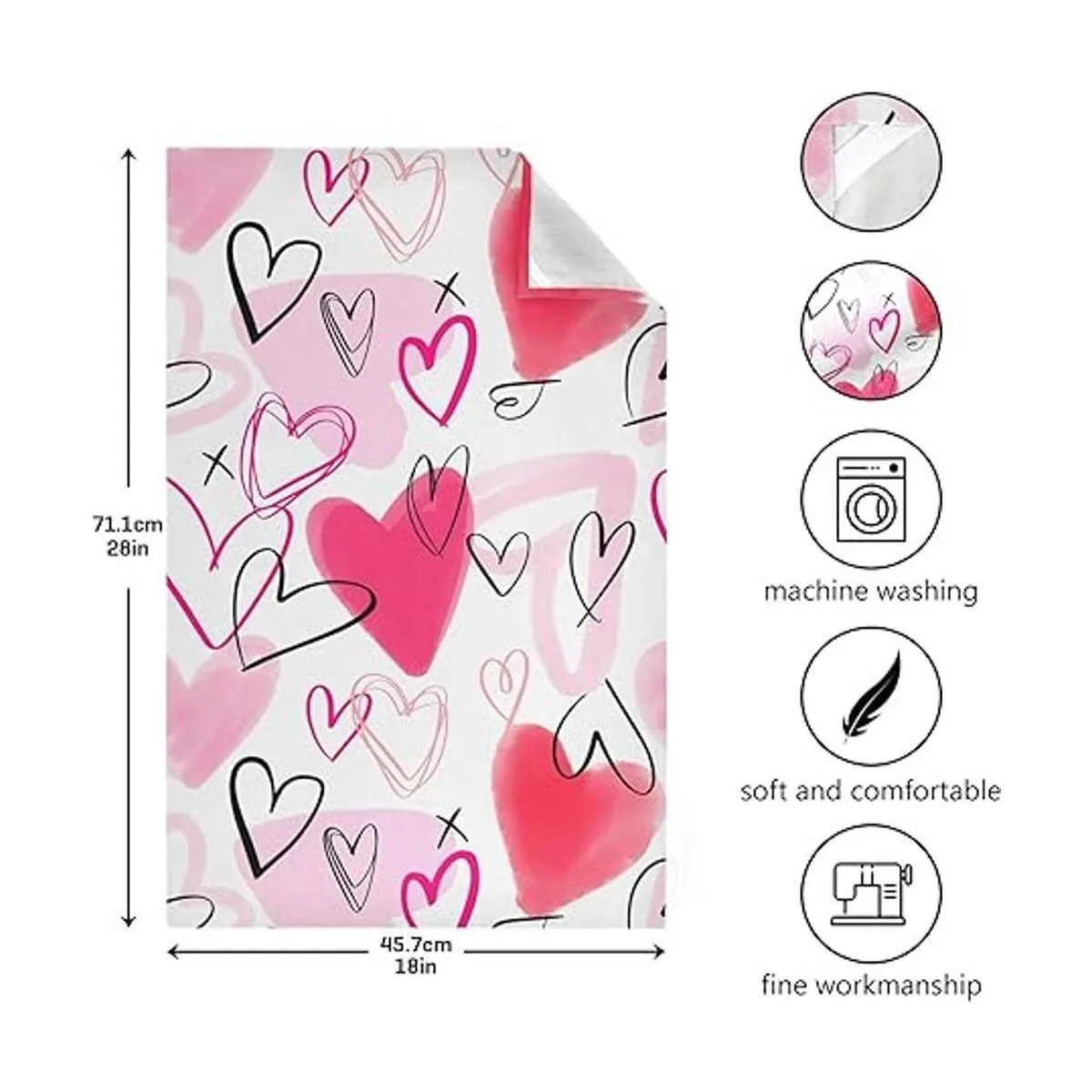 Happy Valentines Day Pink Love Toalla de baño con diseño_5