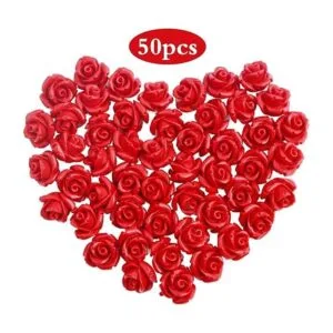 50 cuentas de rosa roja talladas en cinabrio de 0.394 in_2