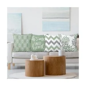 Hexagram Juego de 4 fundas de almohada verdes de 18 x 18_5