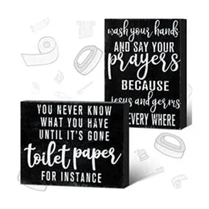 2 piezas de decoración de baño clásica con texto en_1