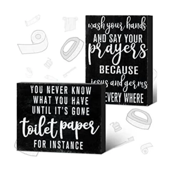 2 piezas de decoración de baño clásica con texto en_1