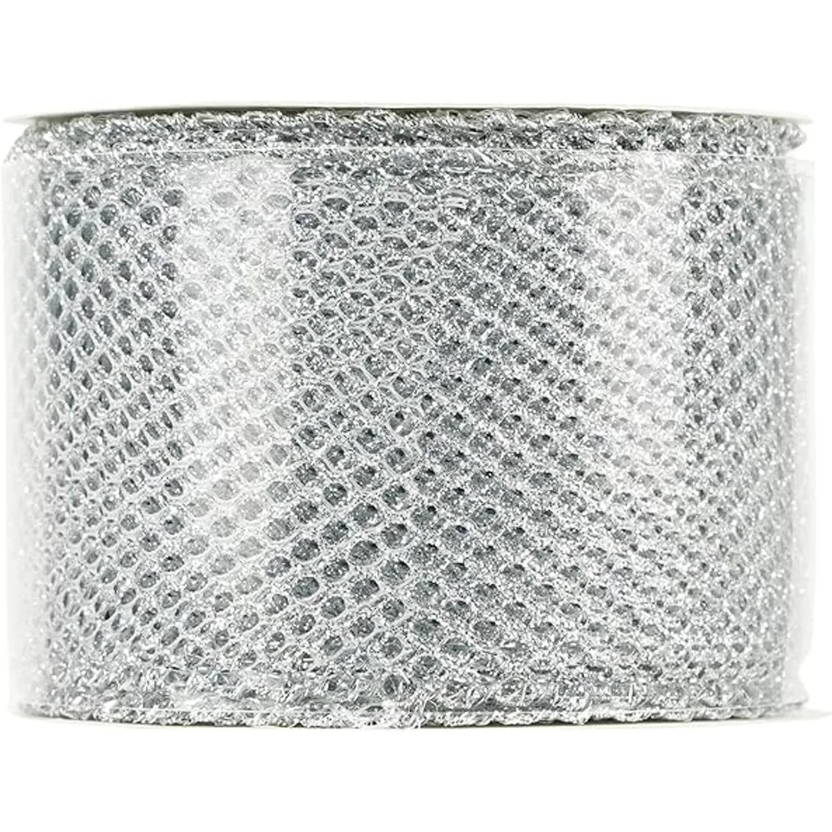 HUIHUANG Cinta de malla con purpurina de malla plateada_5