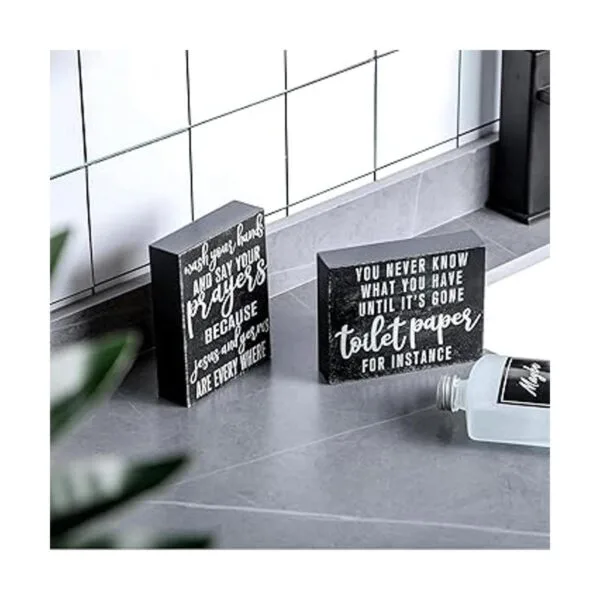 2 piezas de decoración de baño clásica con texto en_2