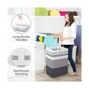 StorageRight Canasta de lavandería plegable grande con_4