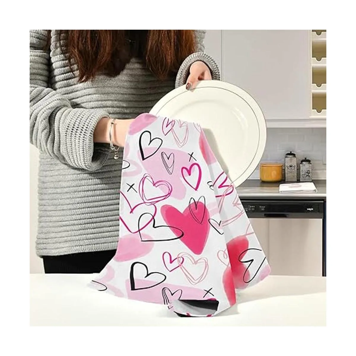 Happy Valentines Day Pink Love Toalla de baño con diseño_3