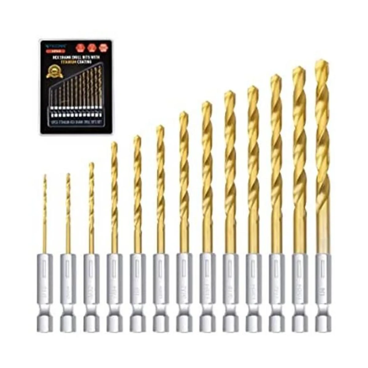 TICONN Juego de 13 brocas con revestimiento de titanio con_1