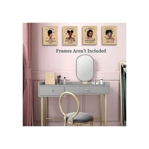 Arte de pared motivacional para niña negra citas_3