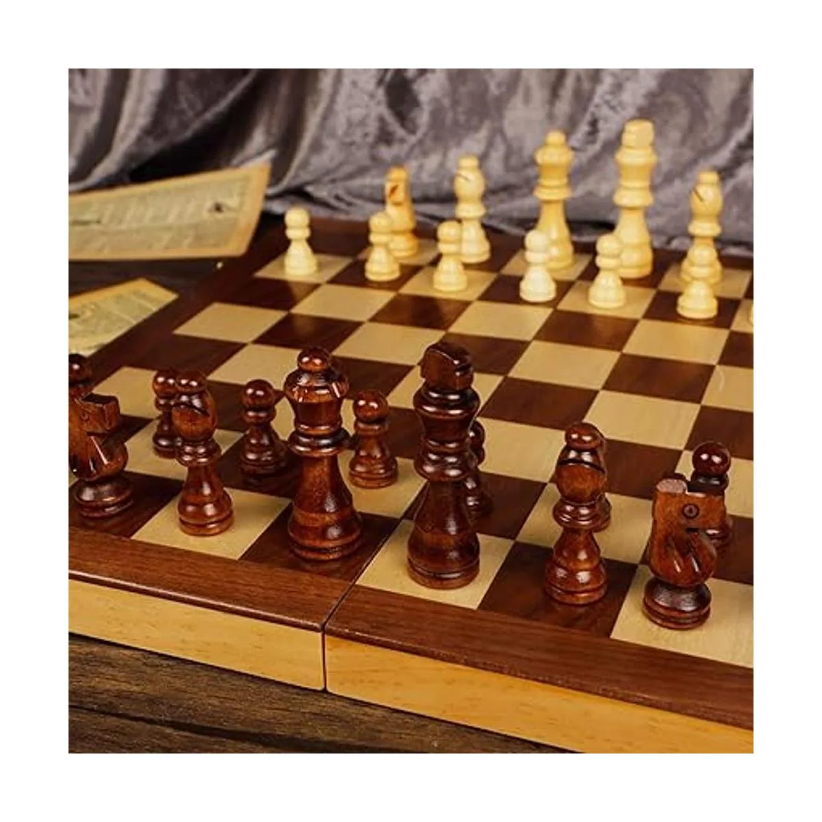Juegoal Piezas de ajedrez de madera solamente 32 piezas_3