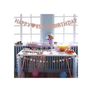 Bandera de oro rosa 85 cumpleaños decoración de fiesta_3