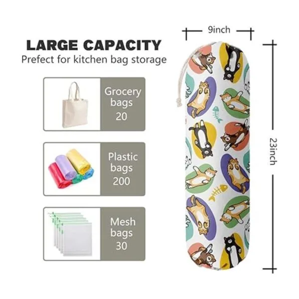 Organizador de bolsas de comestibles con patrón de gato_2
