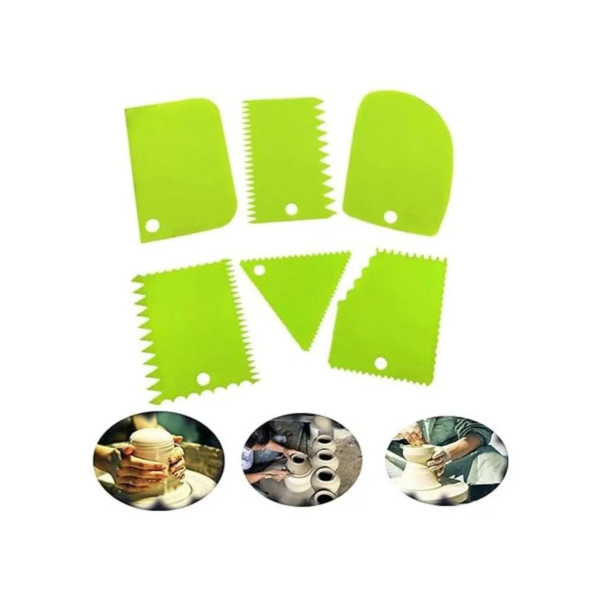 Juego de 6 raspadores de arcilla de plástico PZRT con_4