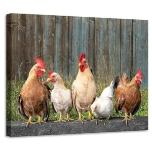 Arte de pared de gallo con fotos de pollo Lienzo_1