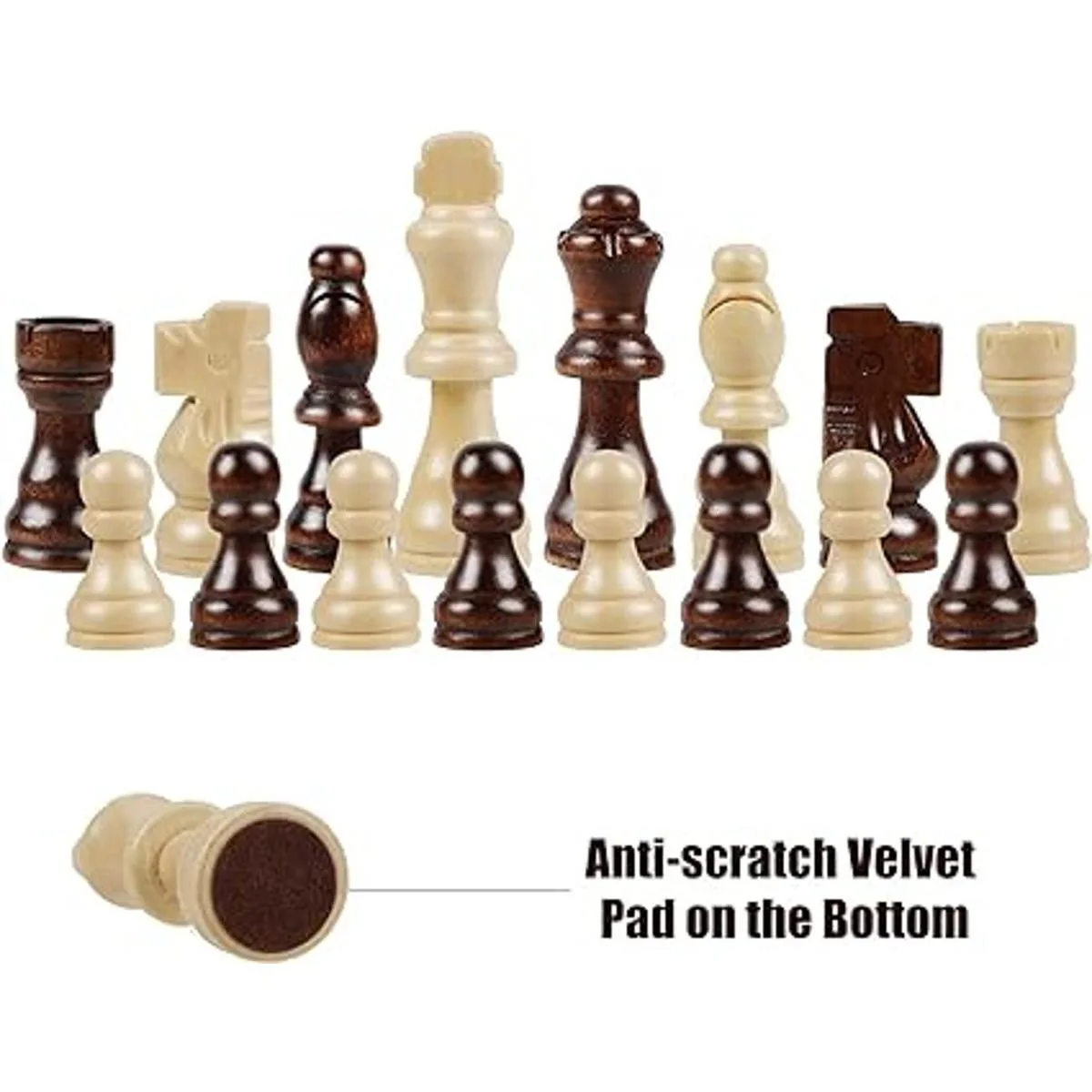 Juegoal Piezas de ajedrez de madera solamente 32 piezas_5