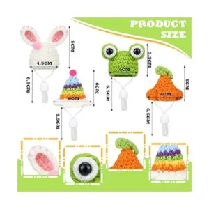 4 piezas de mini animales pequeños de punto a mano con_2