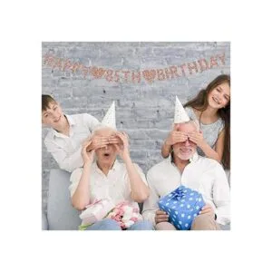 Bandera de oro rosa 85 cumpleaños decoración de fiesta_2