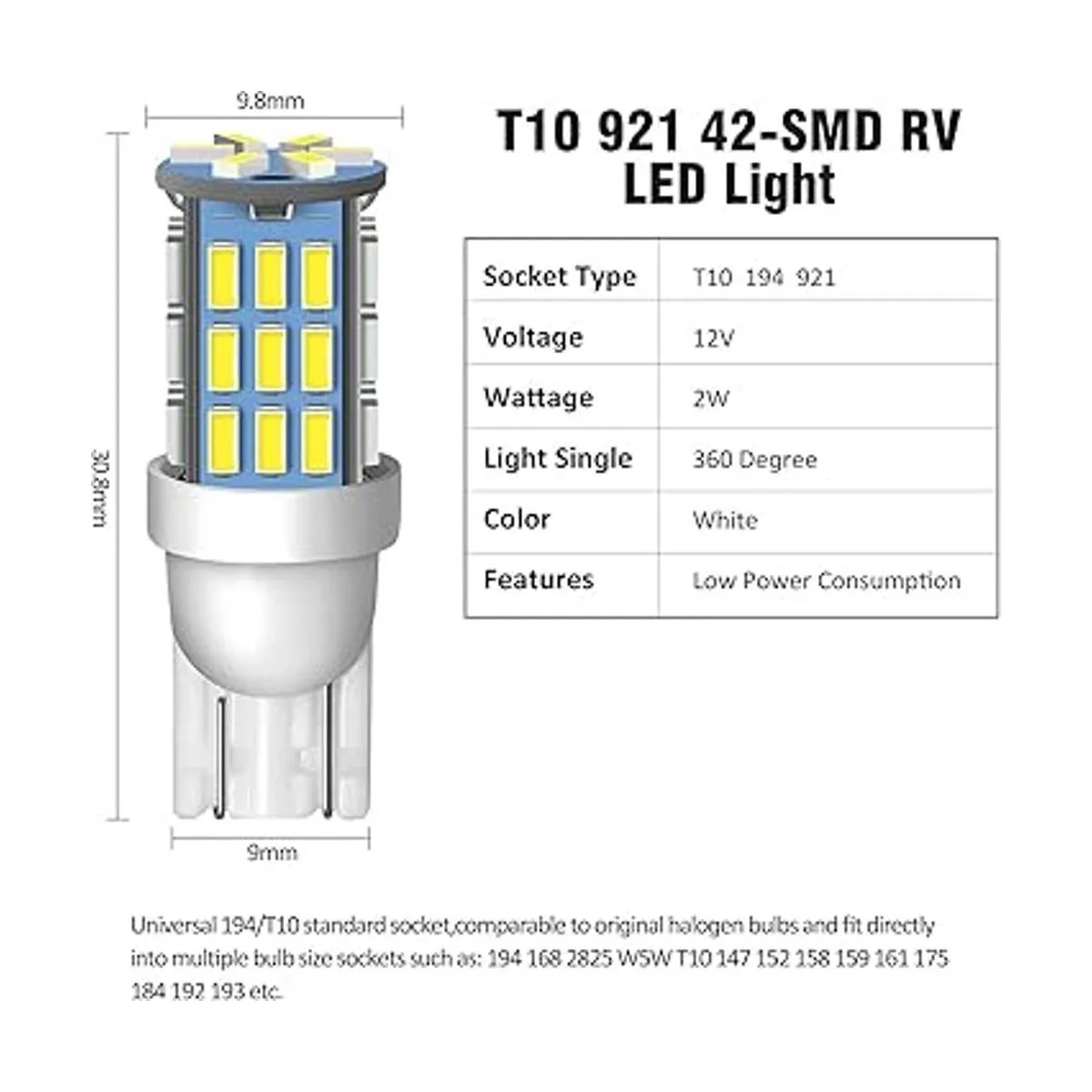 ACOHUIKE T10 921 194 168 175 bombillas LED blancas 20_3