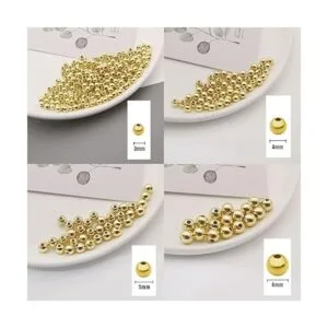 Mezcla de 200 cuentas plateadas en oro de 14 quilates_5