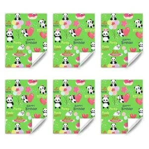 Juego de 6 hojas de papel de regalo de panda de feliz_3