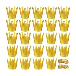 24 sombreros de corona dorados coronas de papel para_1