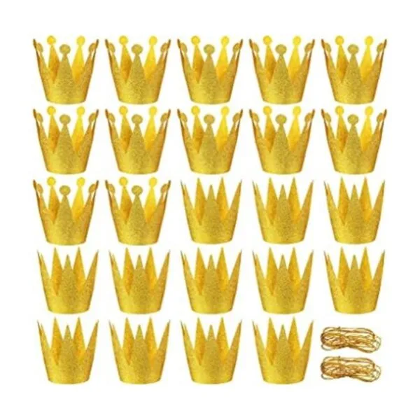 24 sombreros de corona dorados coronas de papel para_1