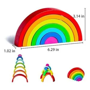 TUOWITA Juguete apilable de madera arco iris juego_6