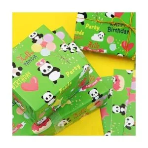Juego de 6 hojas de papel de regalo de panda de feliz_5