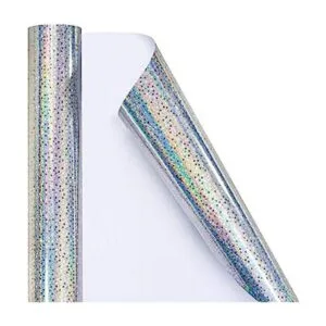 LeZakaa Papel de regalo holográfico plateado mini rollo_1