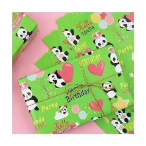 Juego de 6 hojas de papel de regalo de panda de feliz_6
