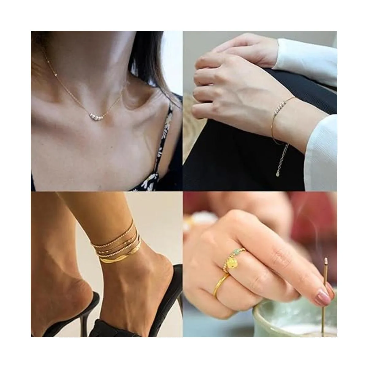 Mezcla de 200 cuentas plateadas en oro de 14 quilates_7