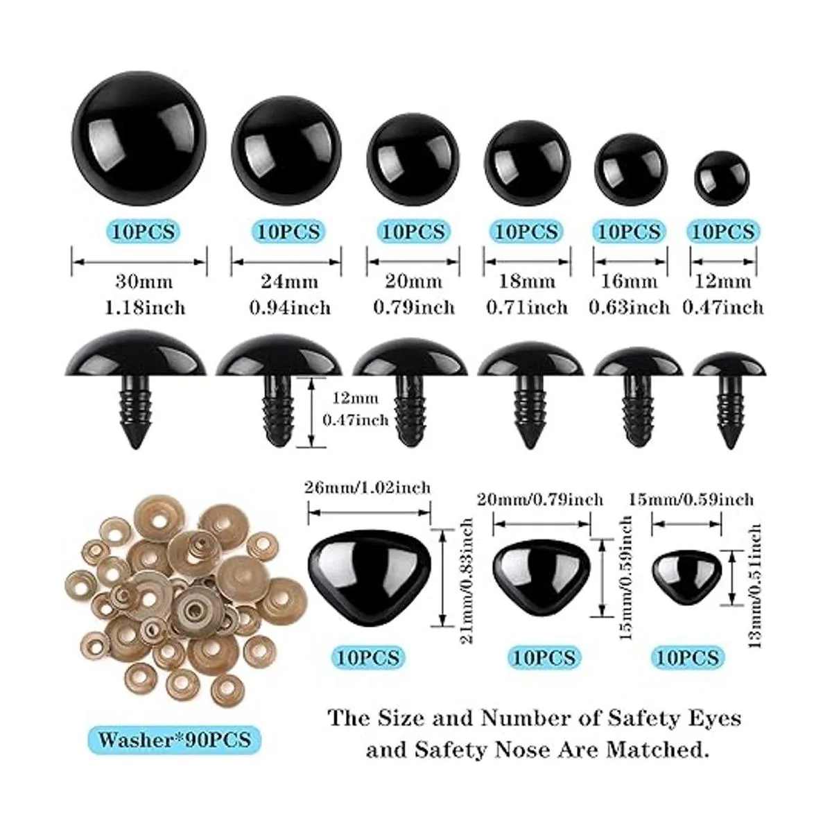 Kit de 90 piezas de seguridad grande para ojos y narices_2