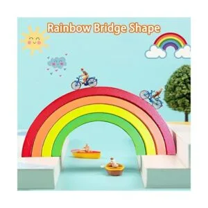 TUOWITA Juguete apilable de madera arco iris juego_3