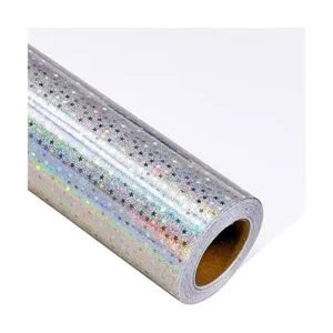 LeZakaa Papel de regalo holográfico plateado mini rollo_6