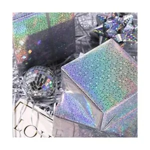 LeZakaa Papel de regalo holográfico plateado mini rollo_3