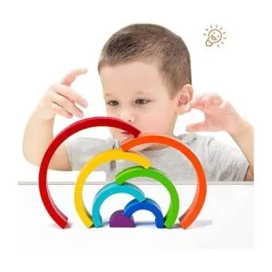 TUOWITA Juguete apilable de madera arco iris juego_2