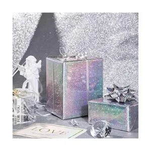 LeZakaa Papel de regalo holográfico plateado mini rollo_2