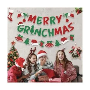 Decoraciones de Navidad Banner de feliz grinchmas_5
