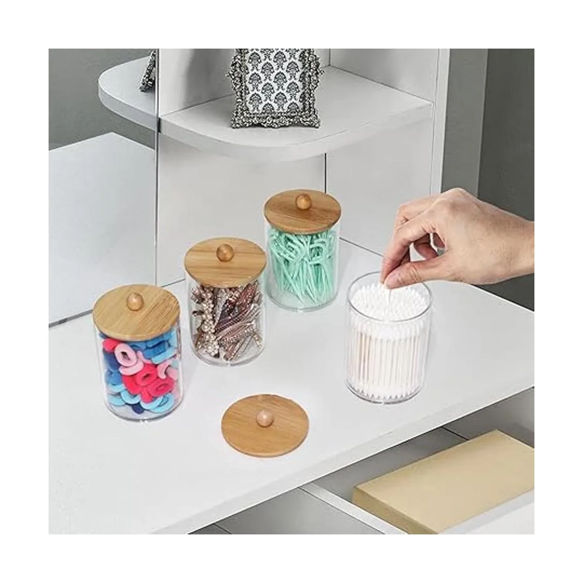 Tbestmax Paquete de 4 soportes Qtip organizador de baño_4