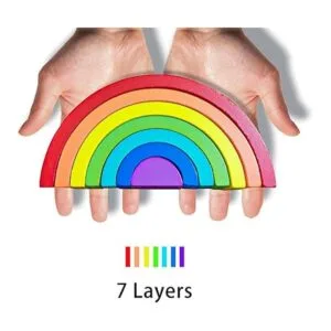 TUOWITA Juguete apilable de madera arco iris juego_5