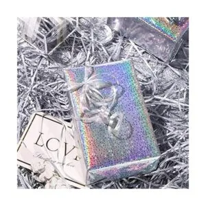 LeZakaa Papel de regalo holográfico plateado mini rollo_5