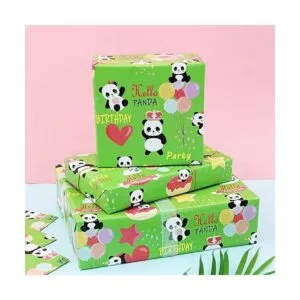 Juego de 6 hojas de papel de regalo de panda de feliz_7