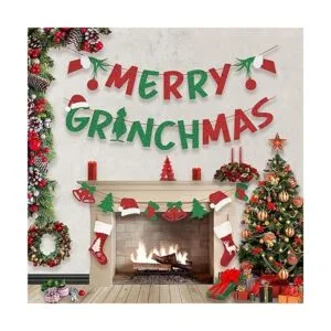 Decoraciones de Navidad Banner de feliz grinchmas_4