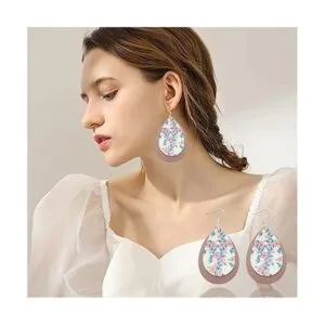 SHUANGART Juego de 194 aretes de piel sintética con_7