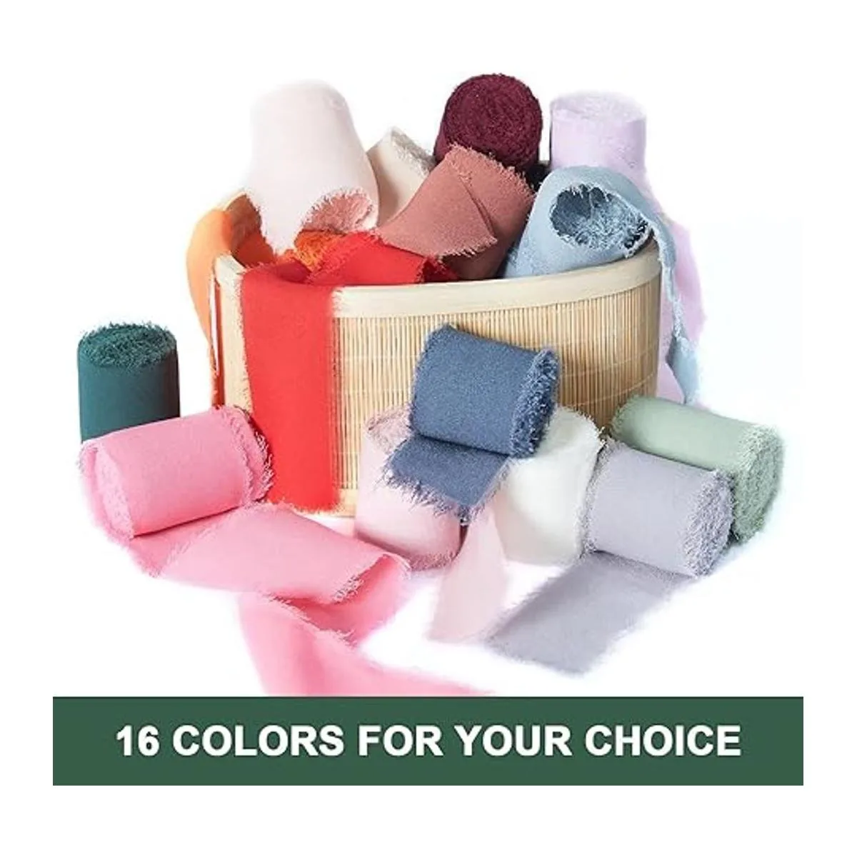 4 rollos de cinta de seda de gasa hecha a mano con flecos_3