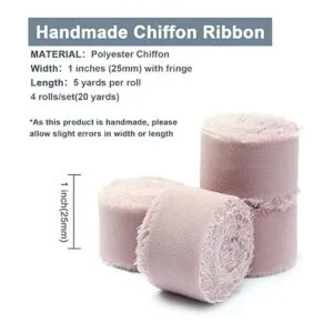 4 rollos de cinta de seda de gasa hecha a mano con flecos_2
