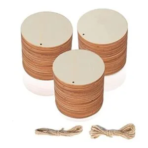 Discos redondos de madera con agujeros 40 piezas de_1