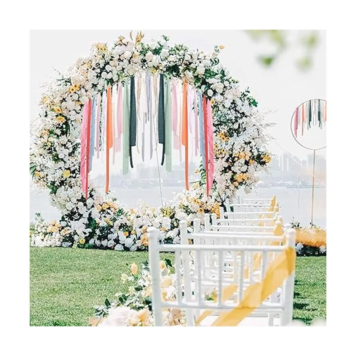 4 rollos de cinta de seda de gasa hecha a mano con flecos_5