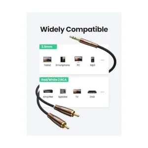 UGREEN Cable RCA macho de 0.138 in a 2 macho adaptador de_3