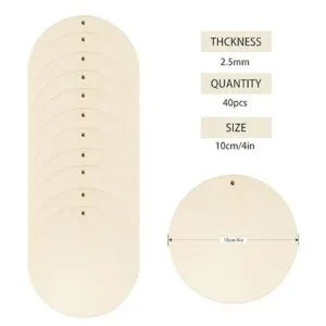 Discos redondos de madera con agujeros 40 piezas de_2